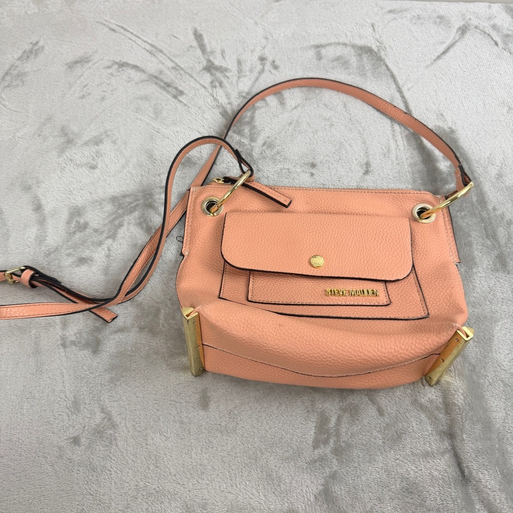 Steve Madden Crossbody Bag Salmon Pink Faux Leather Gold‎ Hardware